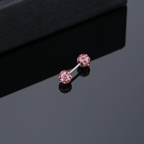 Khuyên tai hai đầu bi đính đá 5mm