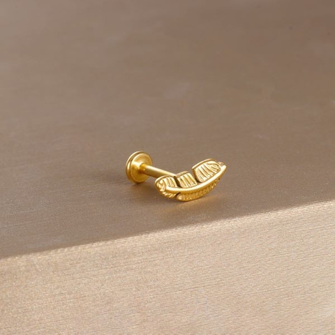 Khuyên tai hình chiếc lá - vàng gold - 1.2*8mm