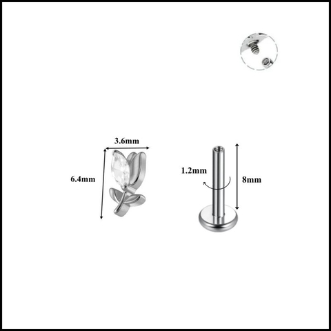 Titanium / Khuyên tai bông hoa hồng trắng - 1.2*8mm