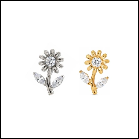 Titanium / Khuyên tai hoa mặt trời - 2 màu - 1.2*8mm