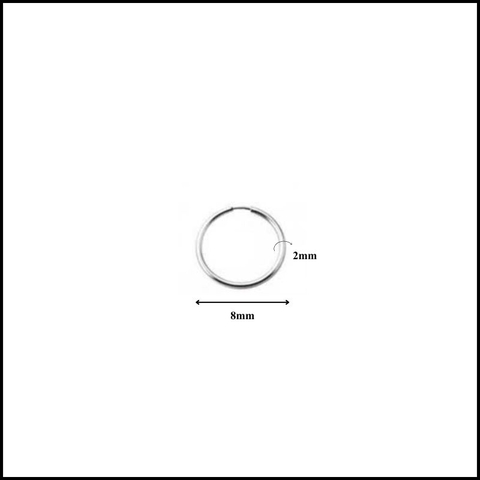 Khuyên tai bạc mỏng - Thép không gỉ - 8mm