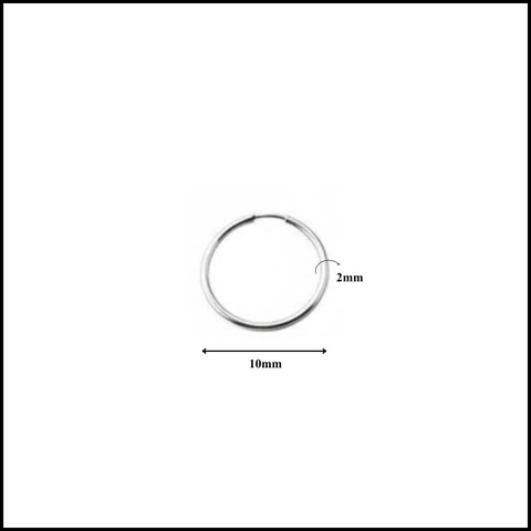 Khuyên tai bạc mỏng - Thép không gỉ - 8mm