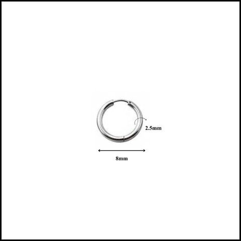 Khuyên tai bạc mỏng - Thép không gỉ - 8mm