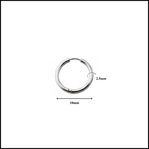 Khuyên tai bạc mỏng - Thép không gỉ - 8mm