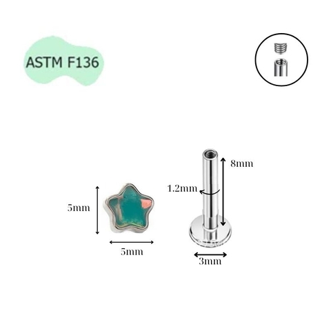 Khuyên tai ngôi sao đá ánh trăng / Titan - 5 màu - Unisex