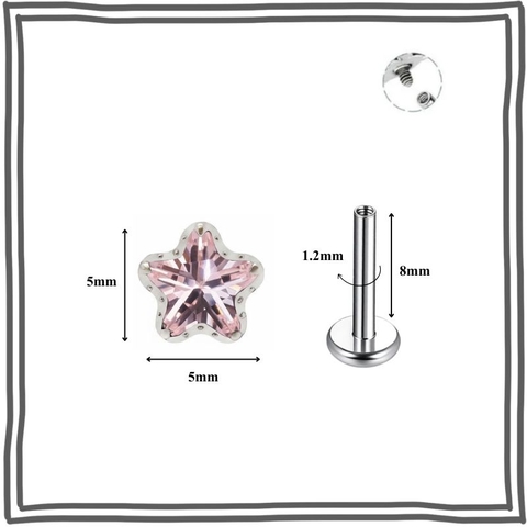 Titan / Khuyên tai ngôi sao thủy tinh - Unisex - 3 màu - 1.2*8mm