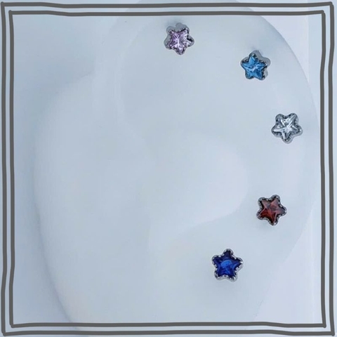 Titan / Khuyên tai ngôi sao thủy tinh - Unisex - 3 màu - 1.2*8mm