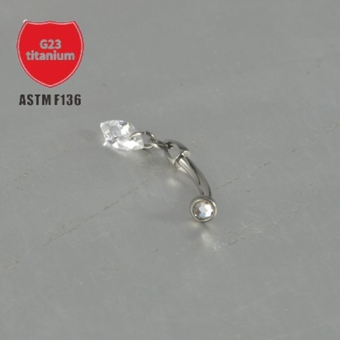 Khuyên Rook kèm phụ kiện đá pha lê - Titanium - 1.2*8mm