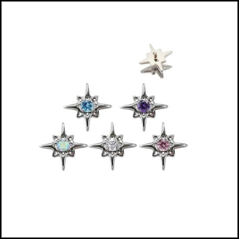 Titanium / Khuyên tai Sao Trắng Basic 1.2*8mm