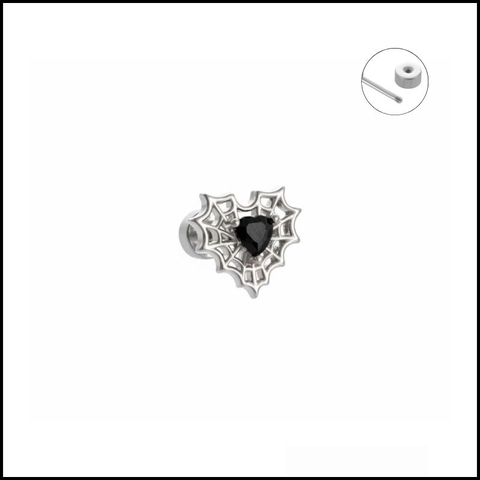 Khuyên tai trái tim đá đen - Hợp kim