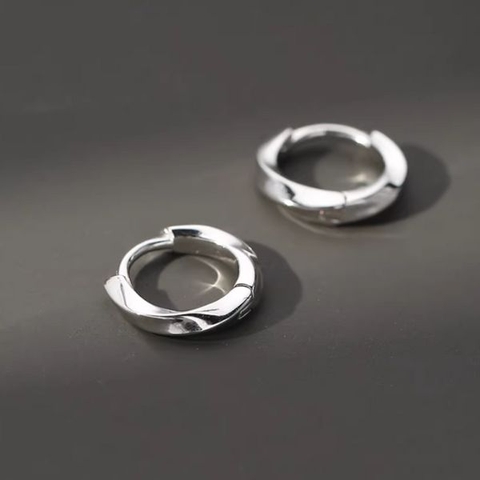 Khuyên tai tròn xoắn basic 8mm - bạc 925 - 2 màu