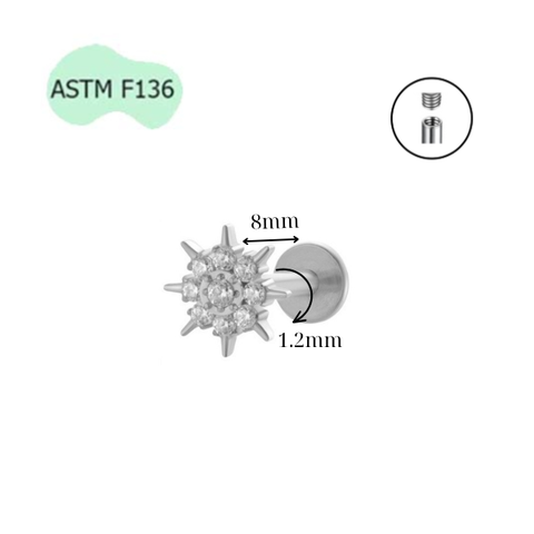 Titanium / Khuyên tai Twinkling Vector Star - 1.2*8mm