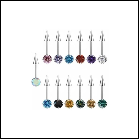 Titanium / Khuyên tai vertical đá - 2 màu - 1.2*8mm