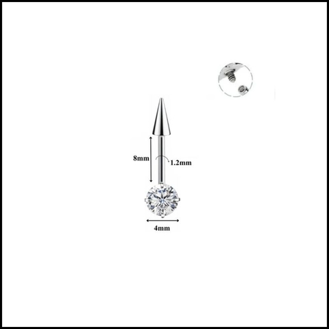 Titanium / Khuyên tai vertical đá - 2 màu - 1.2*8mm