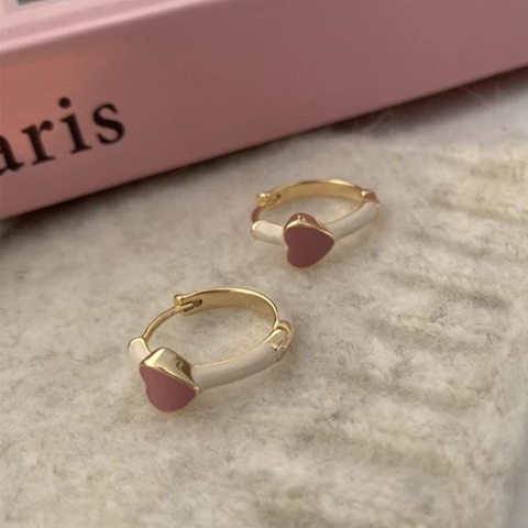 Khuyên tai vòng họa tiết trái tim cổ điển - ok365vip - 16mm