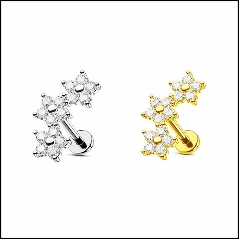 Khuyên tai vòng hoa - Titanium - 2 màu