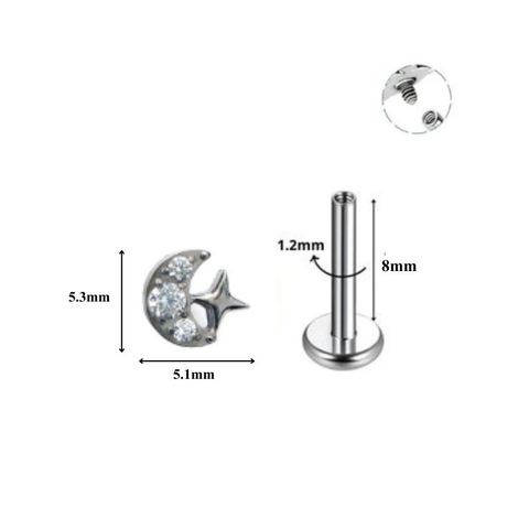 Khuyên tai Titan Vườn Sao Băng - 1.2*8mm