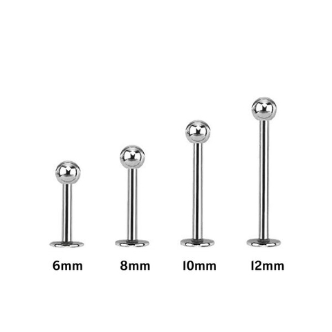 Khuyên thẳng cơ bản đầu bi màu bạc nhiều size