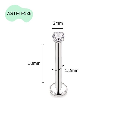 Khuyên thẳng cơ bản ren trong 14 size - Titan
