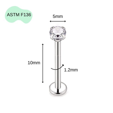 Khuyên thẳng cơ bản ren trong 14 size - Titan
