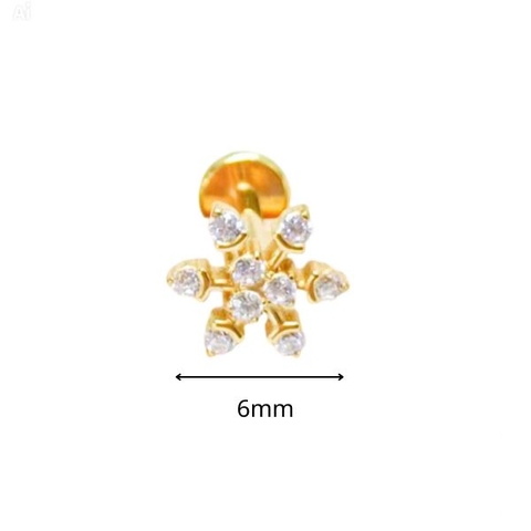 Khuyên Titanium hình bông tuyết đính đá