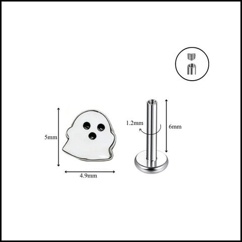 Titanium / Khuyên tai con ma dễ thương 1.2*6mm