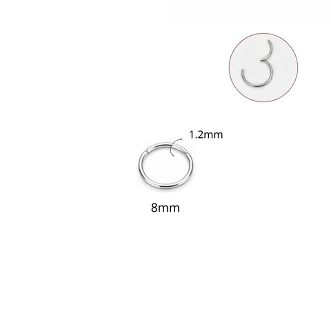 Khuyên tròn bấm có nút bật nhiều size - Màu bạc