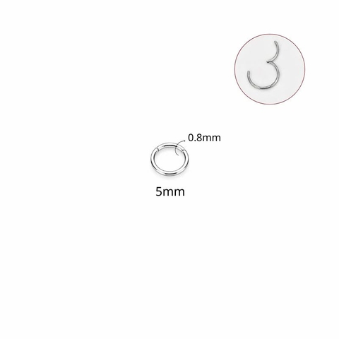Khuyên tròn bấm có nút bật nhiều size - Màu bạc