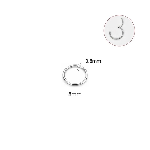 Khuyên tròn bấm có nút bật nhiều size - Màu bạc