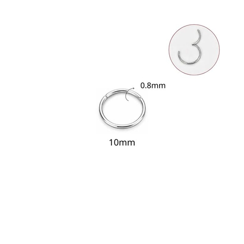 Khuyên tròn bấm có nút bật nhiều size - Màu bạc