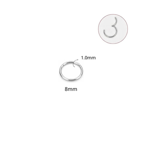 Khuyên tròn bấm có nút bật nhiều size - Màu bạc