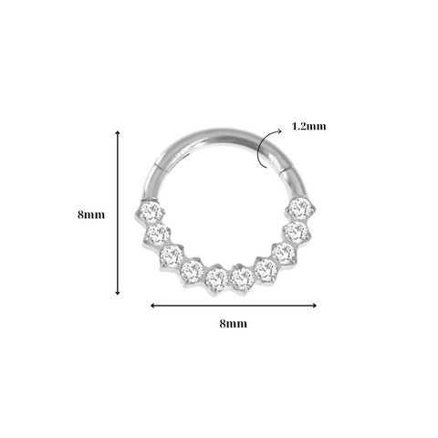 Khuyên tròn Titan F136 đính đá xinh xắn - 2 màu - 1.2*8mm