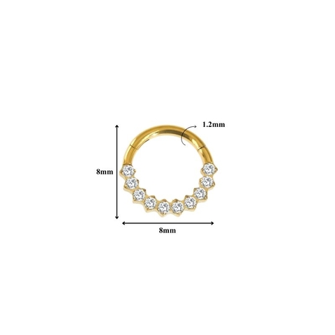 Khuyên tròn Titan F136 đính đá xinh xắn - 2 màu - 1.2*8mm