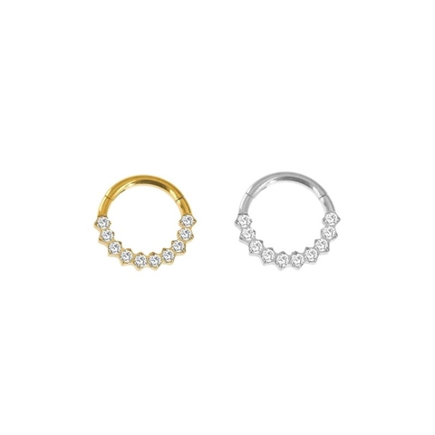 Khuyên tròn Titan F136 đính đá xinh xắn - 2 màu - 1.2*8mm