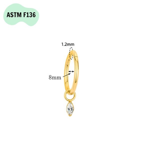 Khuyên tròn Titanium thả hạt - 2 màu - 1.2*8mm