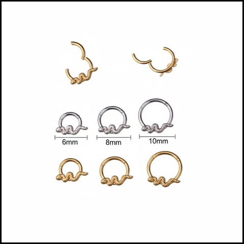 Khuyên tròn Snake 1.2*8mm - 2 màu/Thép không gỉ