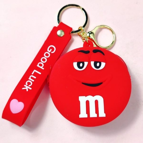 Móc khóa túi kẹo M&M - RED - Có dây kéo