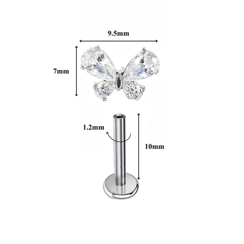 Khuyên tai Titan cánh bướm thủy tinh