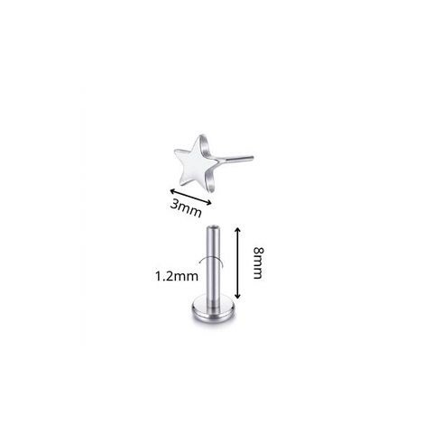 (Loại ghim) Khuyên tai ngôi sao mini basic 1.2*8mm - Titanium