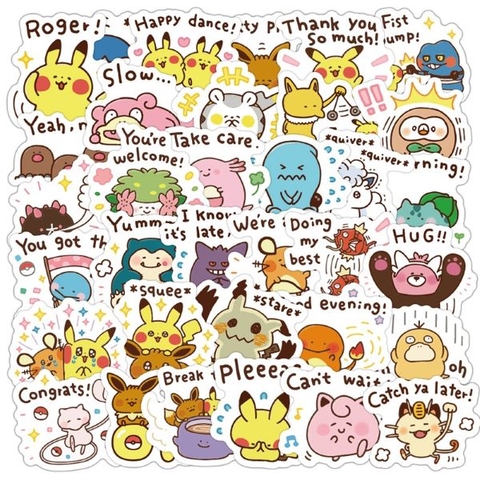 Set 40 nhãn dán hoạt hình POKEMON - Nhãn đẹp chất lượng