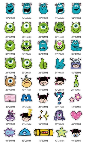 Set 40 sticker hoạt hình Disney - Monsters