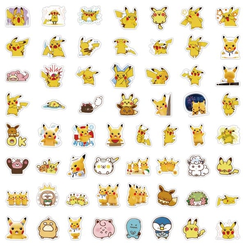 Set 60 miếng dán hoạt hình Pokemon - PIKACHU đáng yêu