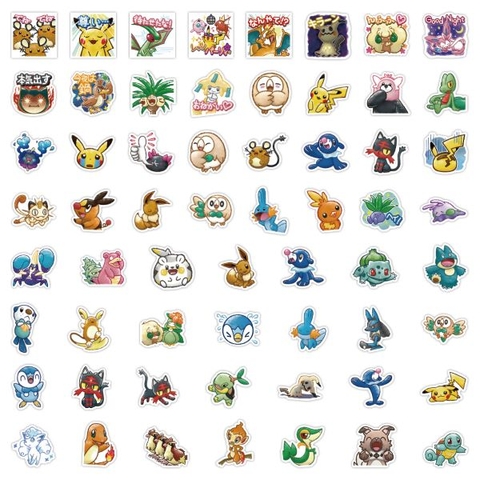 Set 60 nhãn dán hoạt hình Pokemon - Hàng chất lượng