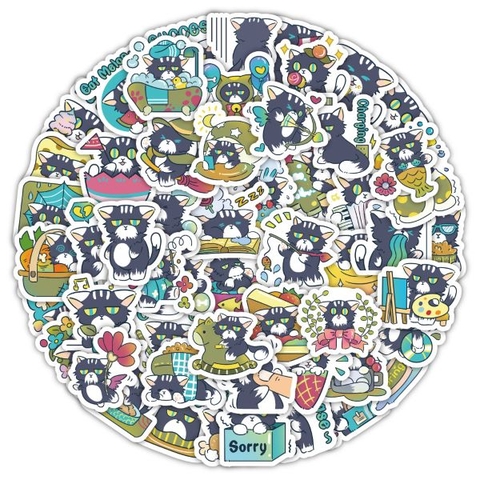 Set 60 nhãn dán sticker mèo con đáng yêu - 4 mẫu HOT