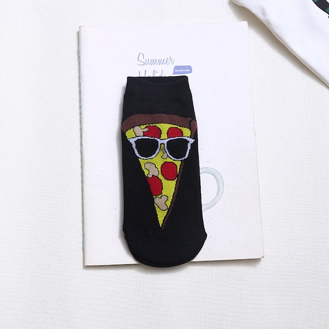 Tất unisex màu đen in hình bánh PIZZA - Giá rẻ