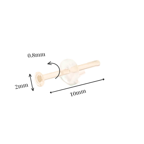 Khuyên giấu lỗ thủy tinh màu da nhạt - 4 size