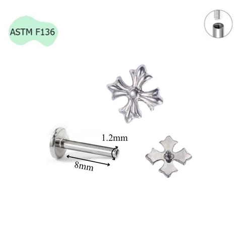 Titan F136 / Khuyên chữ thập hoàng gia  - 1.2*8mm