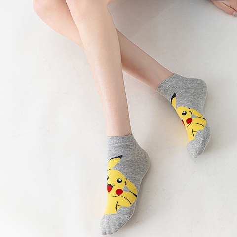 Vớ (tất) cổ ngắn màu xám hoạt tiết Pikachu - Giá tốt nhất