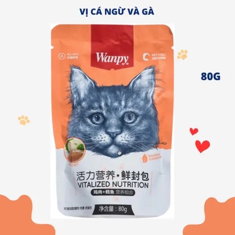 Pate Wanpy cho mèo vị Gà & Cá Tuyết - Cam Nhạt