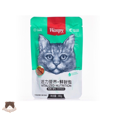 Pate Wanpy cho mèo vị Gà & Tôm - Xanh Ngọc
